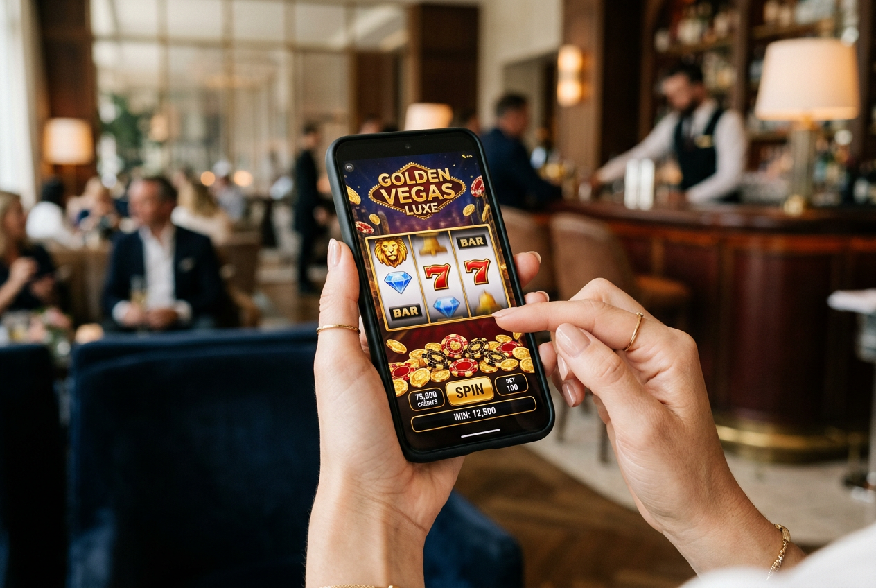 A person playing online casino games on a high-end smartphone.